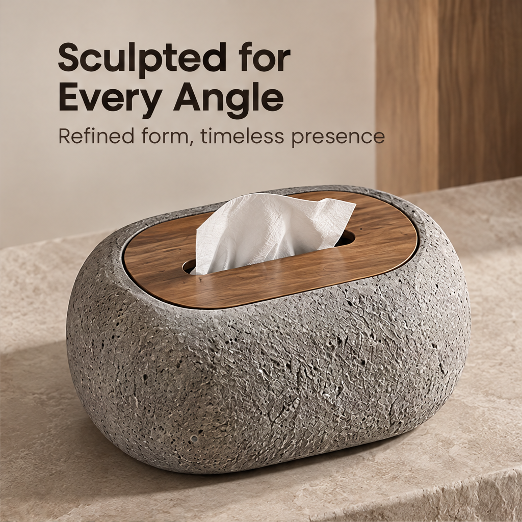 Inspired by Nature – stone tissue box on marble surface, a piece of nature for your home