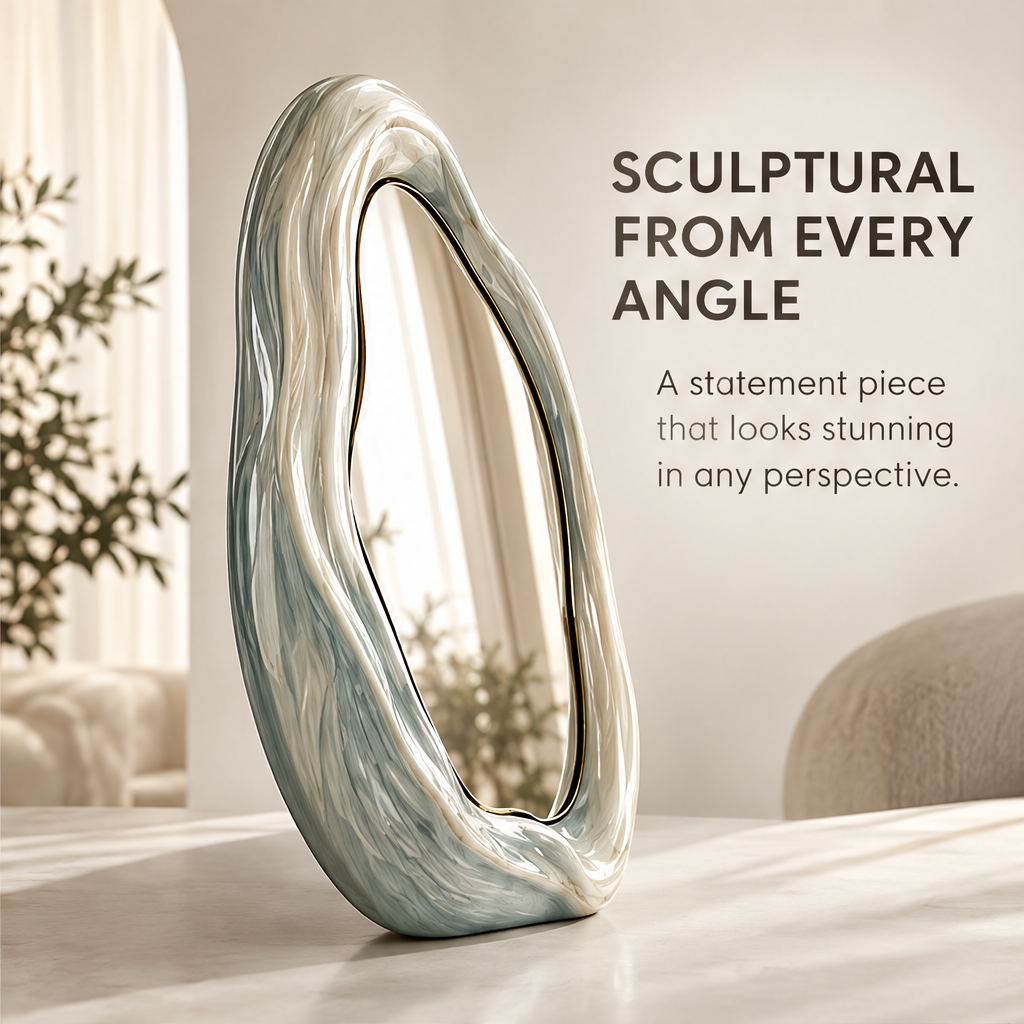 Refined Craftsmanship – close-up of frame showing smooth luminous finishes and unique artful texture