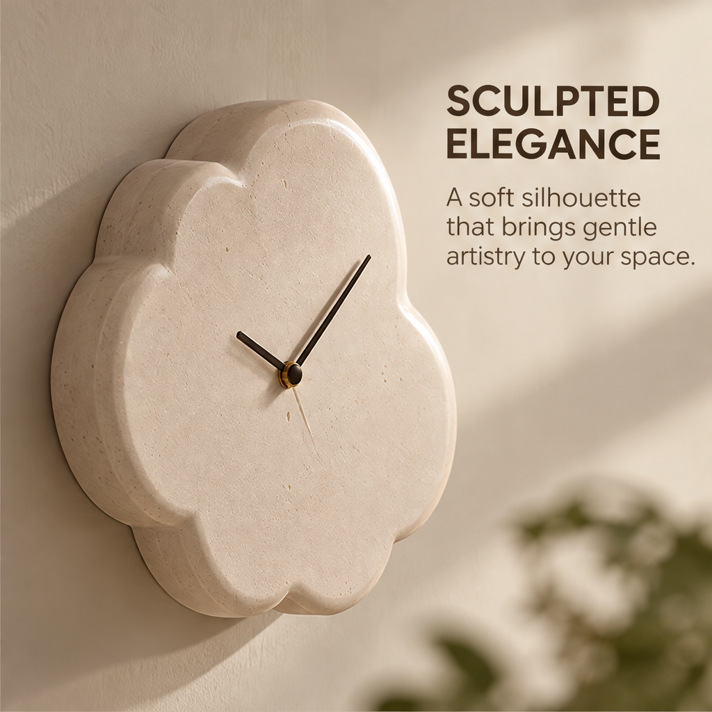 A Calmer Home Begins Here – cloud clock leaning on shelf beside dried flower vase, inspired by clouds made for everyday living