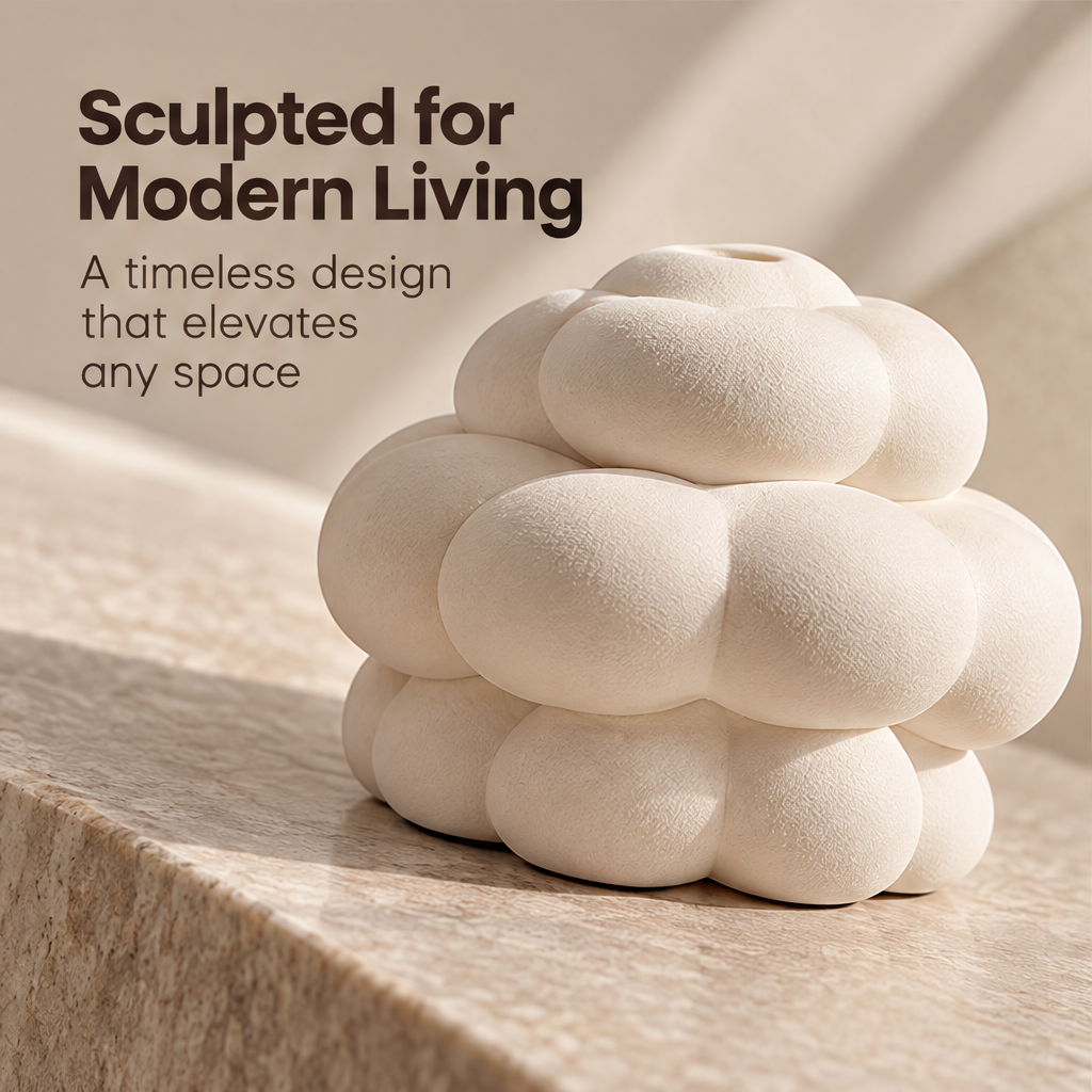 Sculpted for Modern Living – cloud diffuser on stone ledge in sunlight, timeless design that elevates any space
