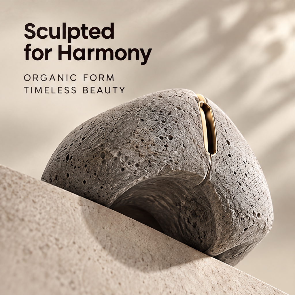 Sculpted for Harmony – side-angle close-up of stone incense diffuser resting on natural stone, organic form and timeless beauty