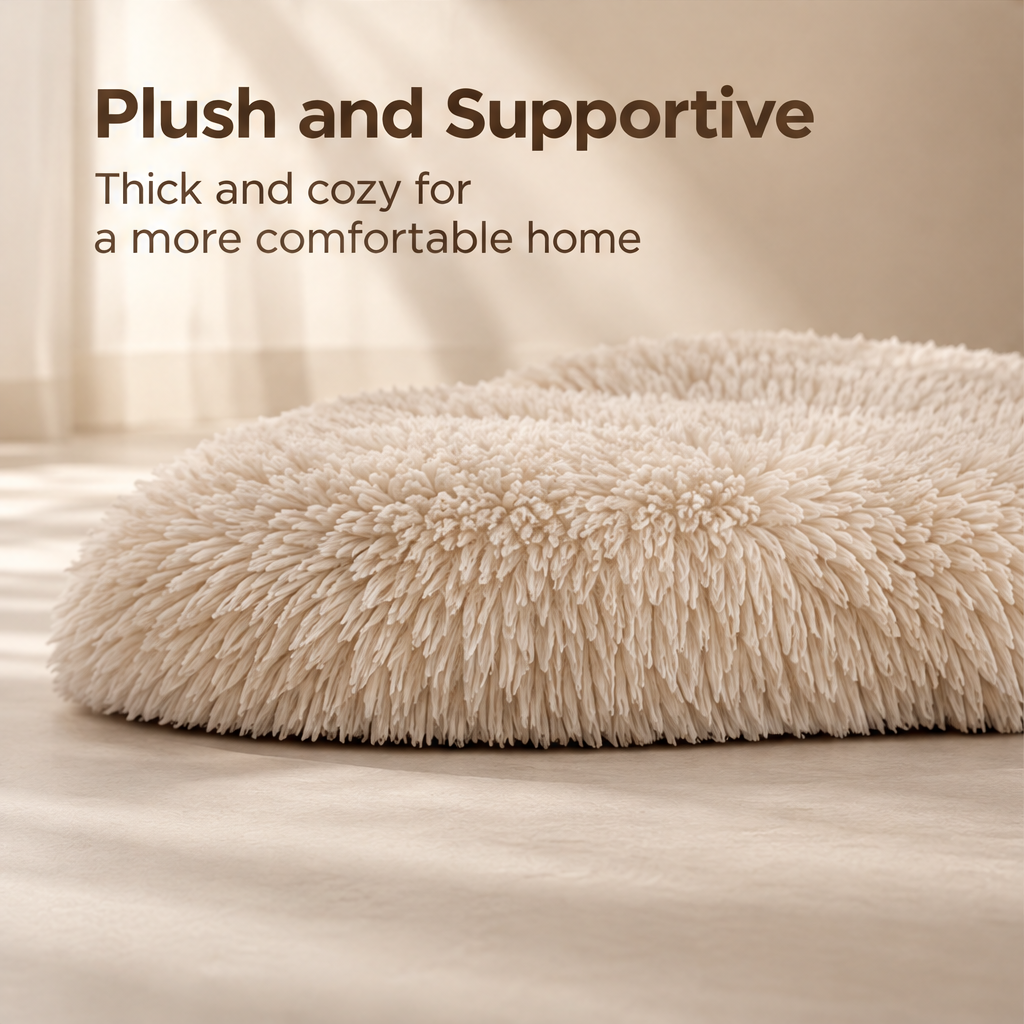 Plush and Supportive – side profile of cloud mat on bed showing thick cushioned depth, thick and cozy for a more comfortable home