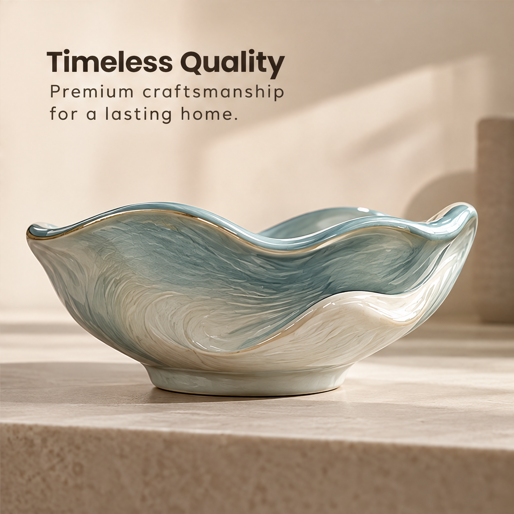Art in Every Angle – overhead view revealing the swirling blue-white interior pattern