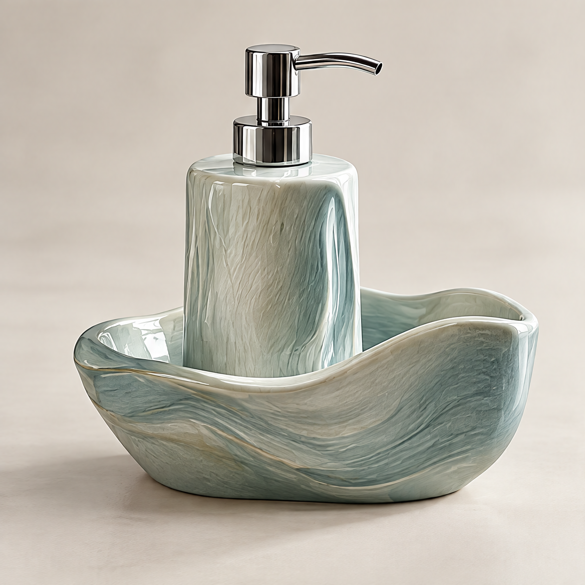 Premium Craftsmanship – close-up of wave tray rim showing exquisite glazed finish with natural flow patterns